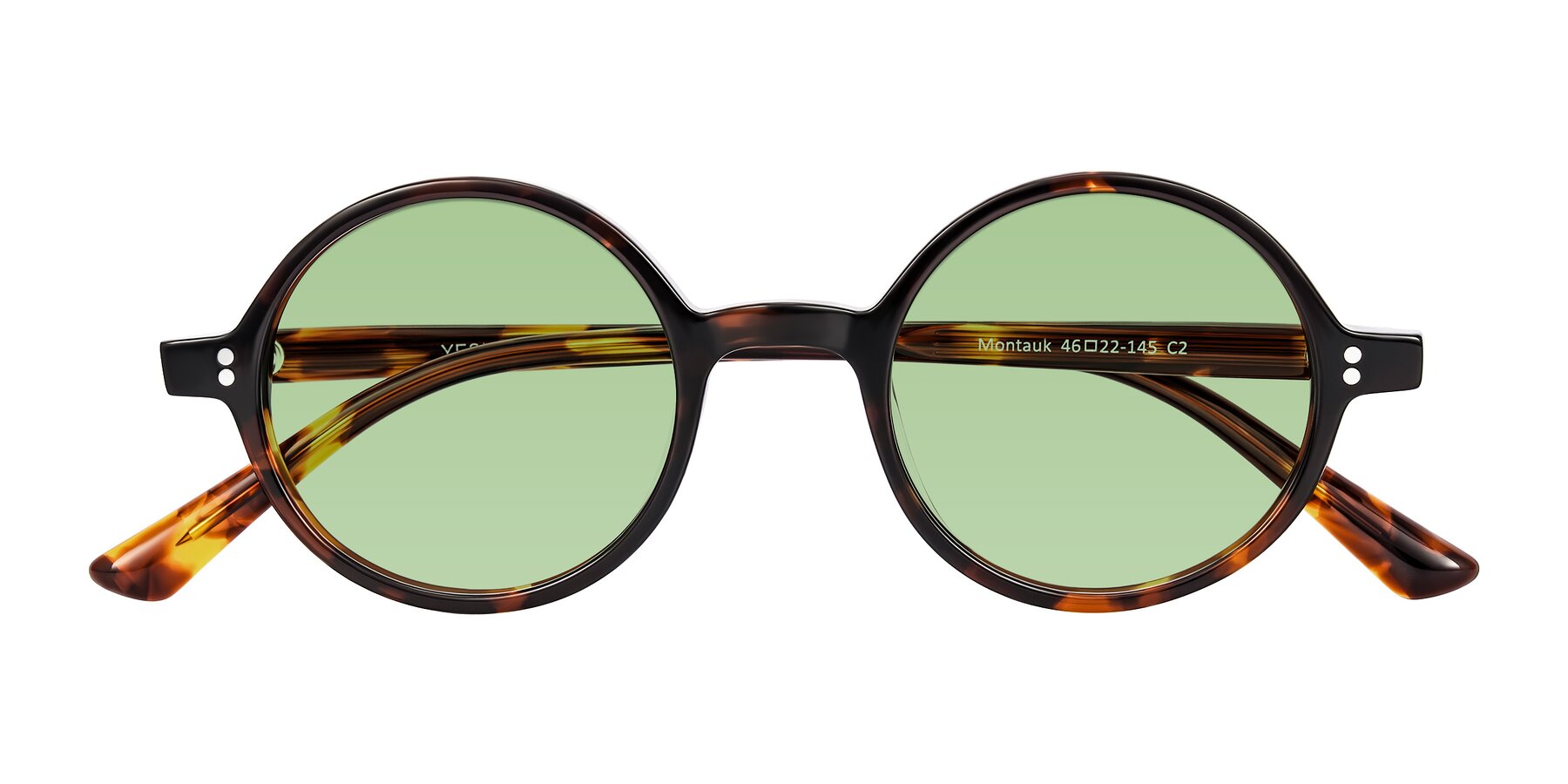 Folded Front of Montauk in Tortoise with Medium Green Tinted Lenses