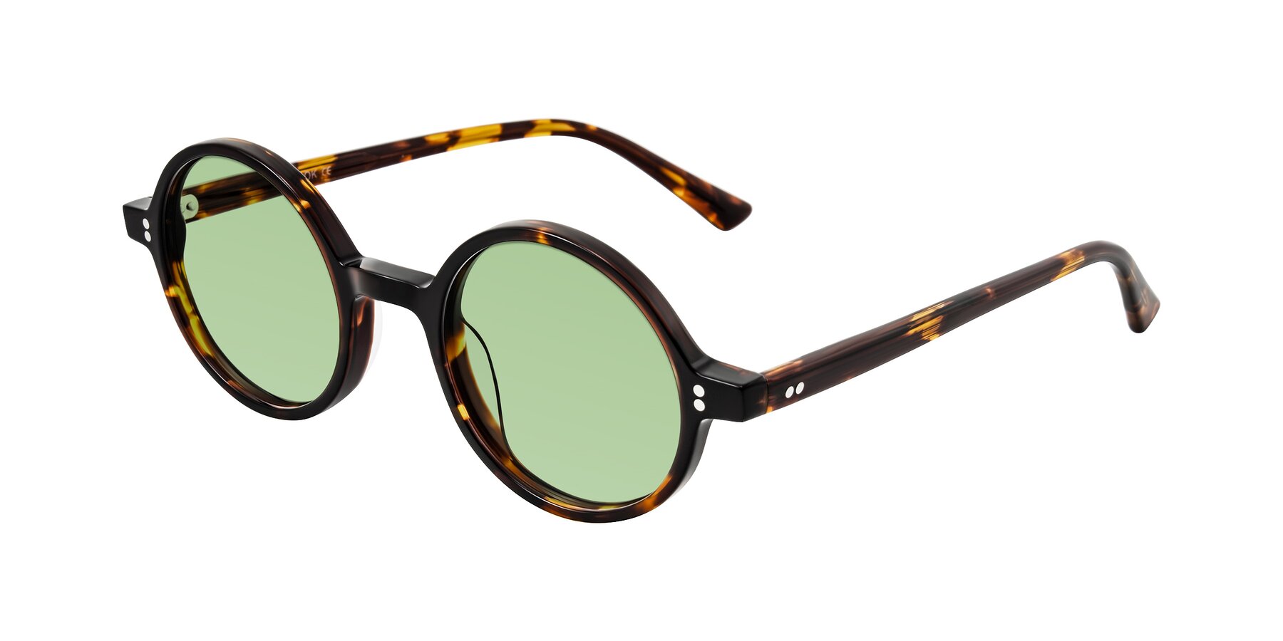 Angle of Montauk in Tortoise with Medium Green Tinted Lenses