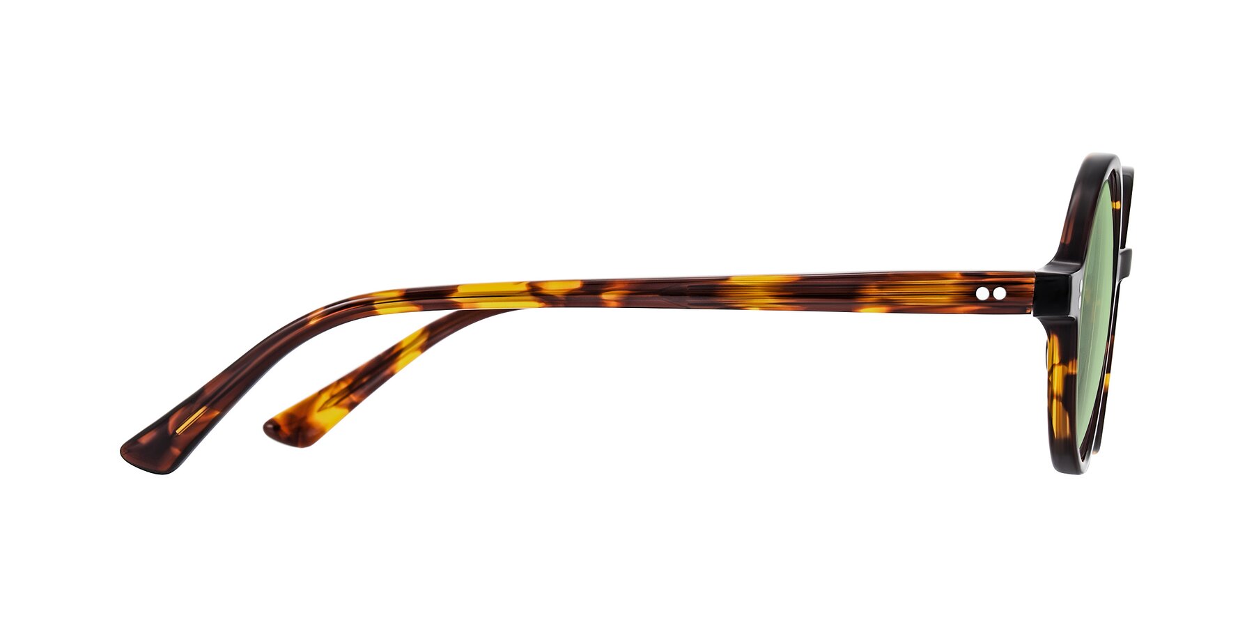 Side of Montauk in Tortoise with Medium Green Tinted Lenses