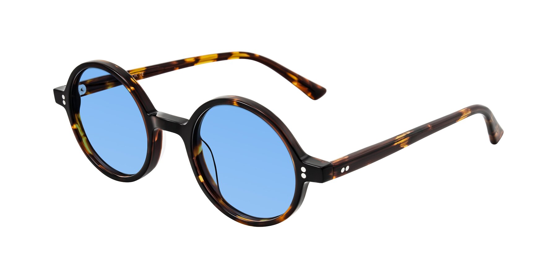 Angle of Montauk in Tortoise with Medium Blue Tinted Lenses