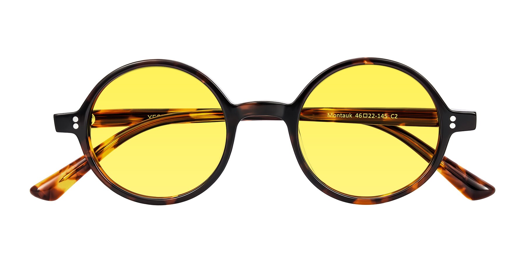Folded Front of Montauk in Tortoise with Medium Yellow Tinted Lenses