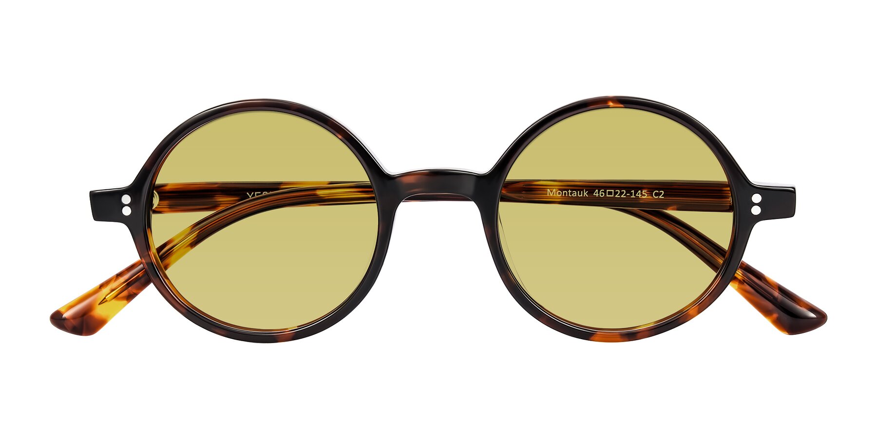 Folded Front of Montauk in Tortoise with Medium Champagne Tinted Lenses