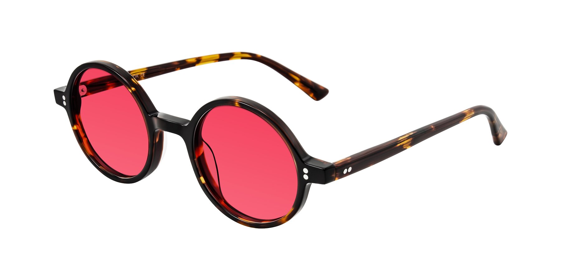 Angle of Montauk in Tortoise with Red Tinted Lenses