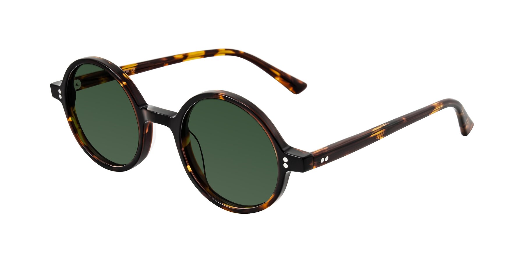 Angle of Montauk in Tortoise with Green Tinted Lenses
