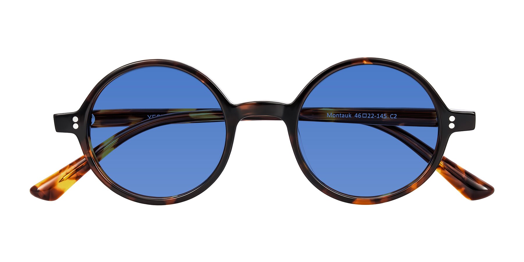 Folded Front of Montauk in Tortoise with Blue Tinted Lenses