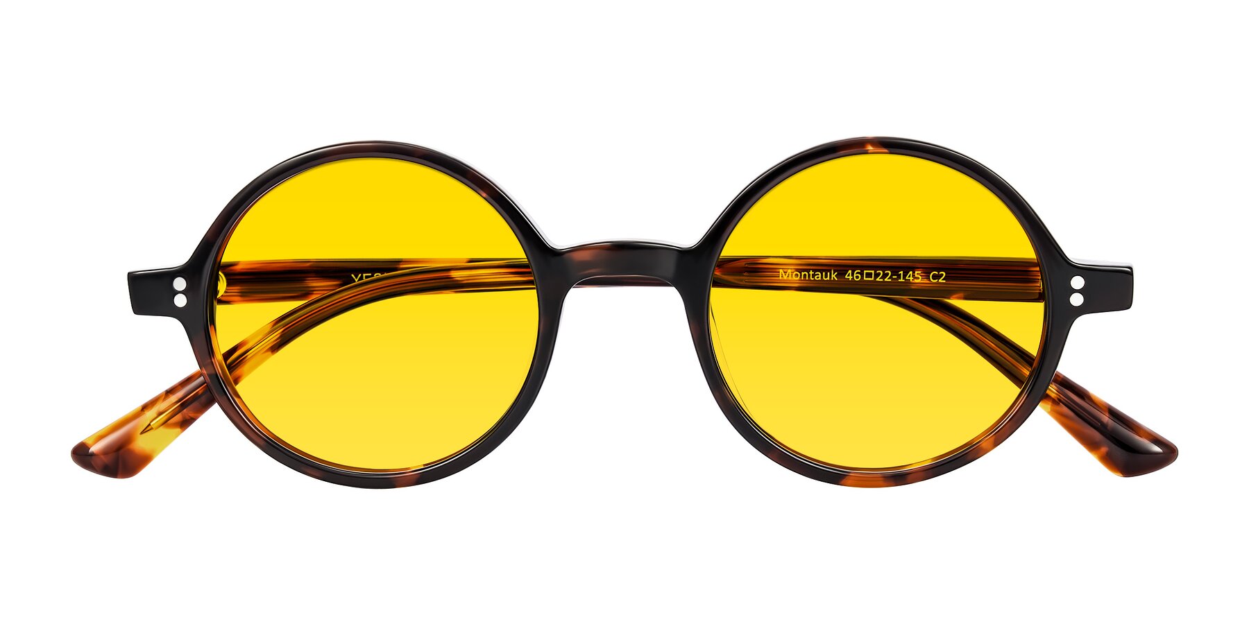 Folded Front of Montauk in Tortoise with Yellow Tinted Lenses