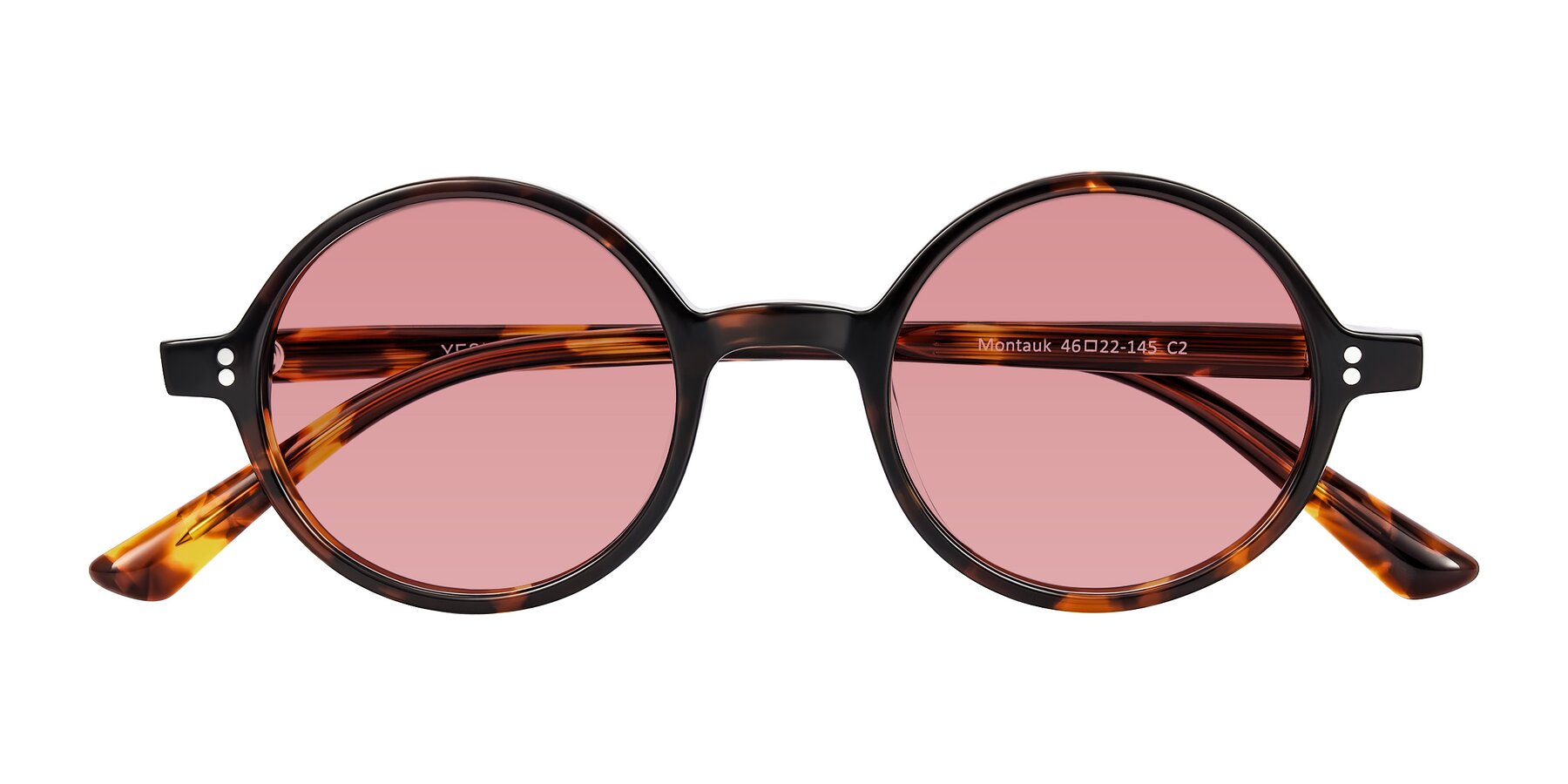 Folded Front of Montauk in Tortoise with Medium Garnet Tinted Lenses