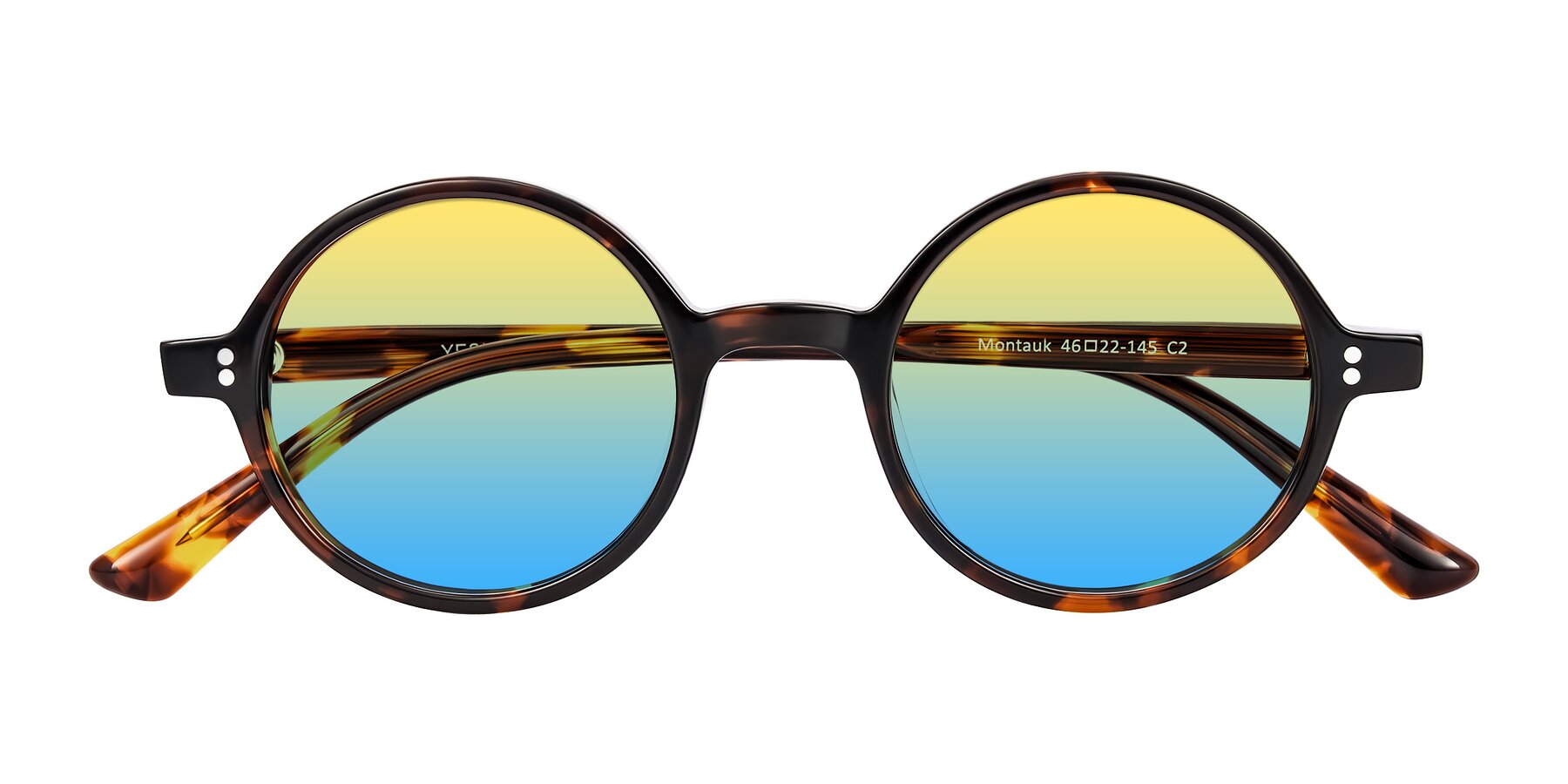 Folded Front of Montauk in Tortoise with Yellow / Blue Gradient Lenses