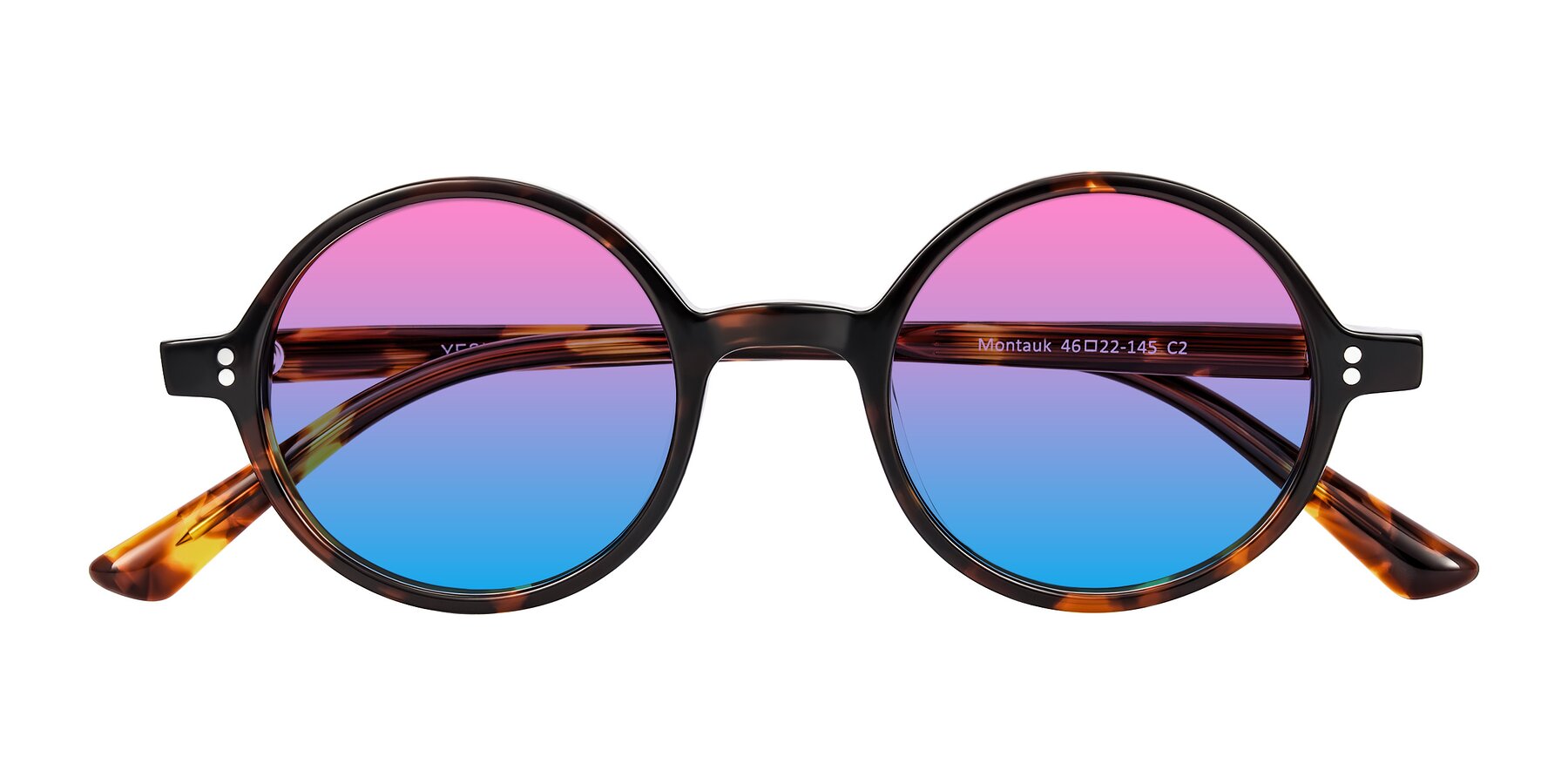 Folded Front of Montauk in Tortoise with Pink / Blue Gradient Lenses