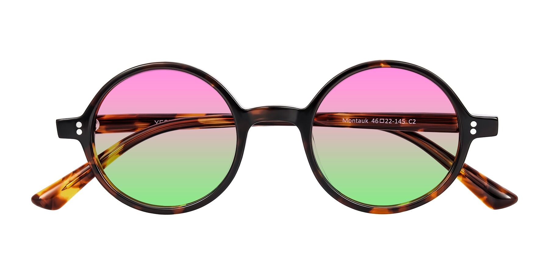Folded Front of Montauk in Tortoise with Pink / Green Gradient Lenses