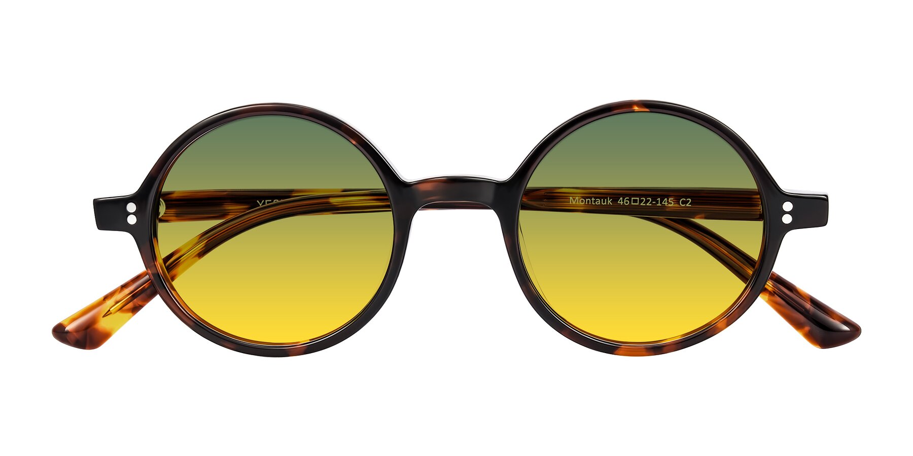 Folded Front of Montauk in Tortoise with Green / Yellow Gradient Lenses