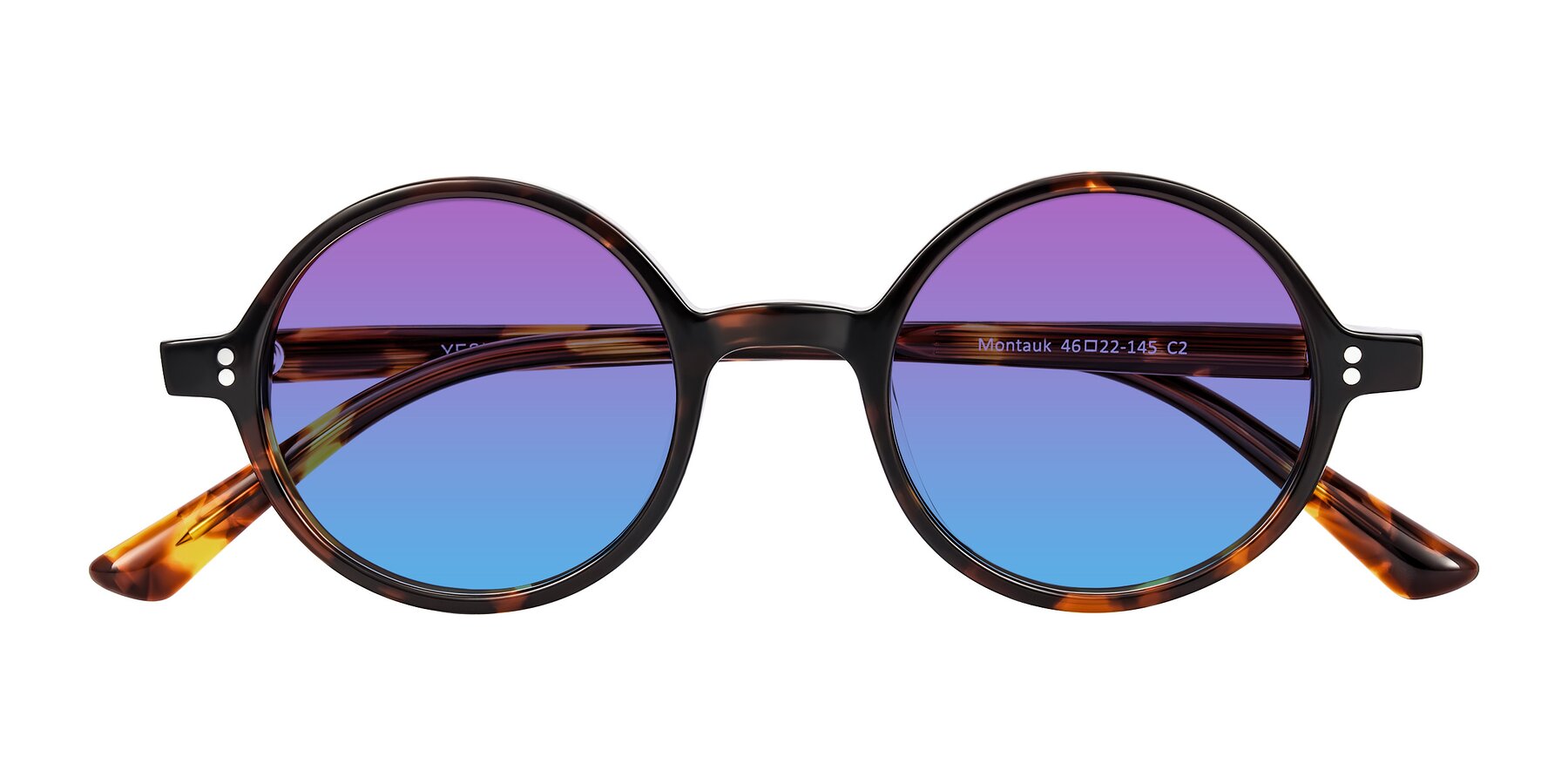Folded Front of Montauk in Tortoise with Purple / Blue Gradient Lenses