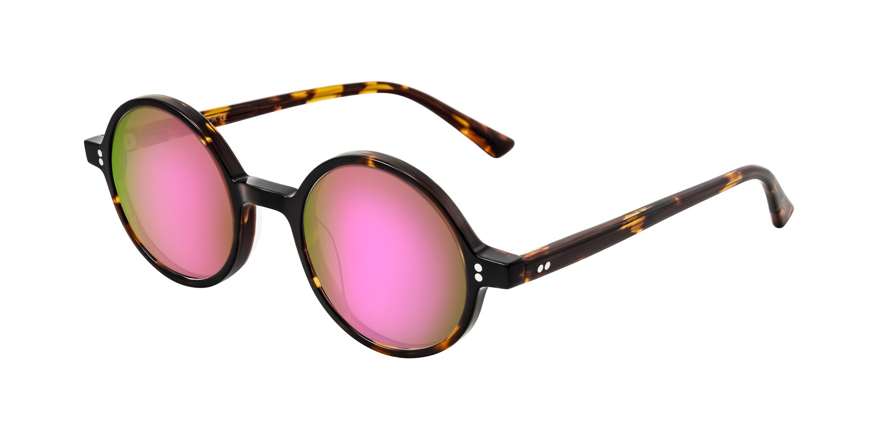 Angle of Montauk in Tortoise with Pink Mirrored Lenses