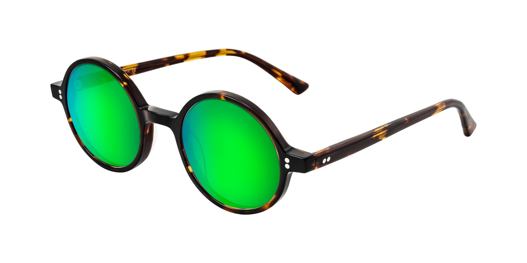 Angle of Montauk in Tortoise with Green Mirrored Lenses