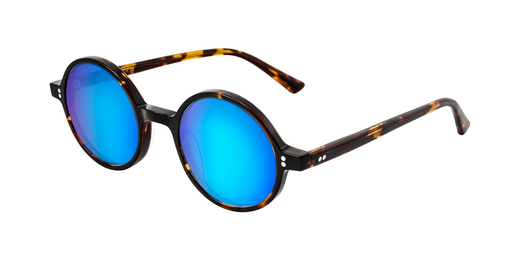 Angle of Montauk in Tortoise with Blue Mirrored Lenses