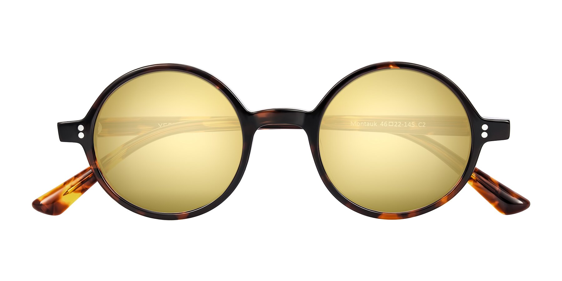 Folded Front of Montauk in Tortoise with Gold Mirrored Lenses