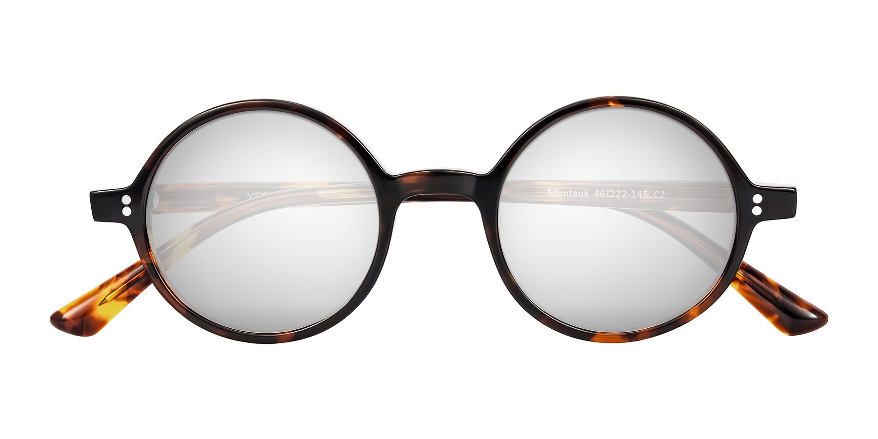 Folded Front of Montauk in Tortoise with Silver Mirrored Lenses