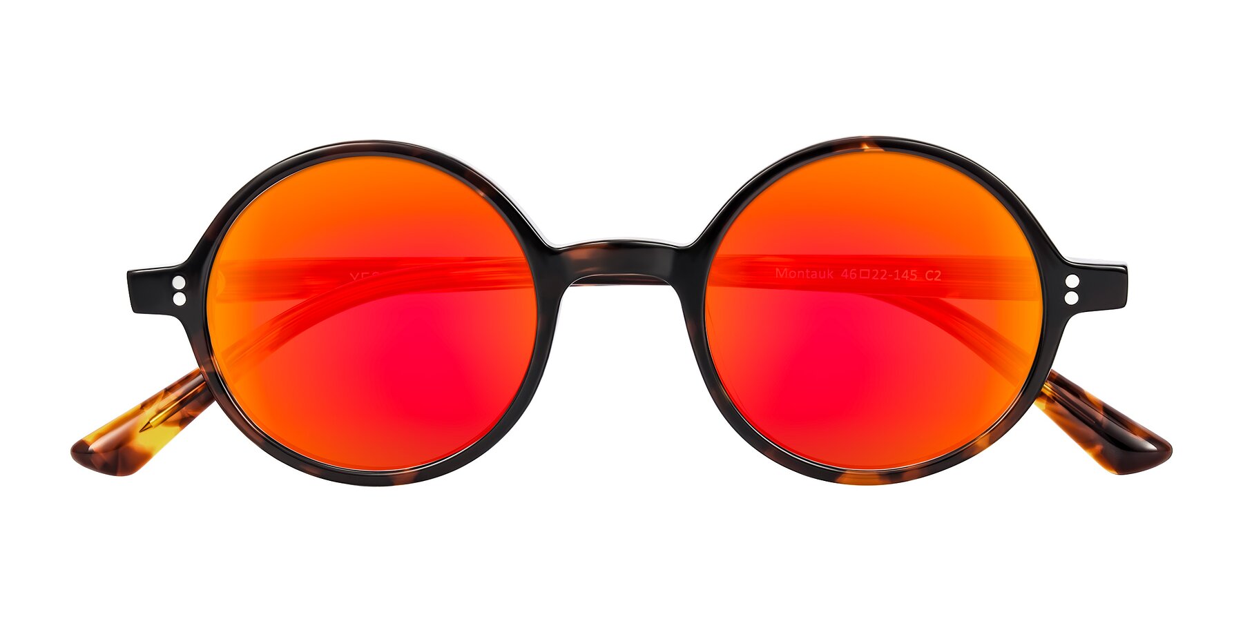 Folded Front of Montauk in Tortoise with Red Gold Mirrored Lenses