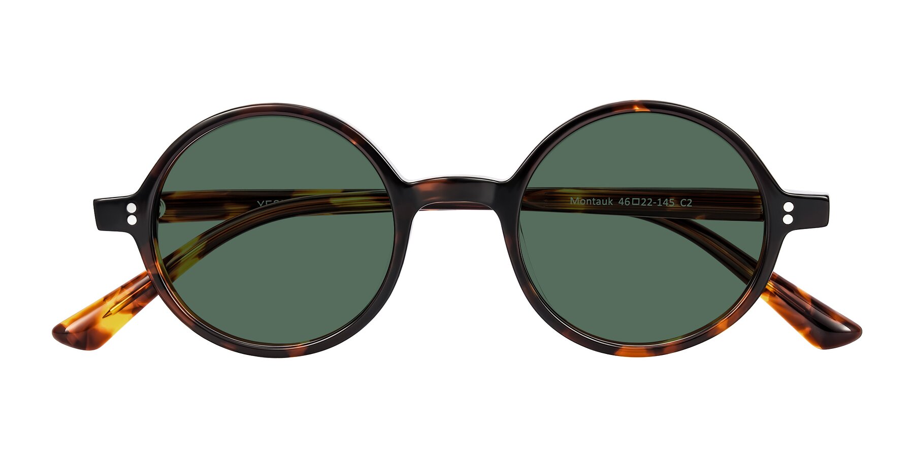 Folded Front of Montauk in Tortoise with Green Polarized Lenses