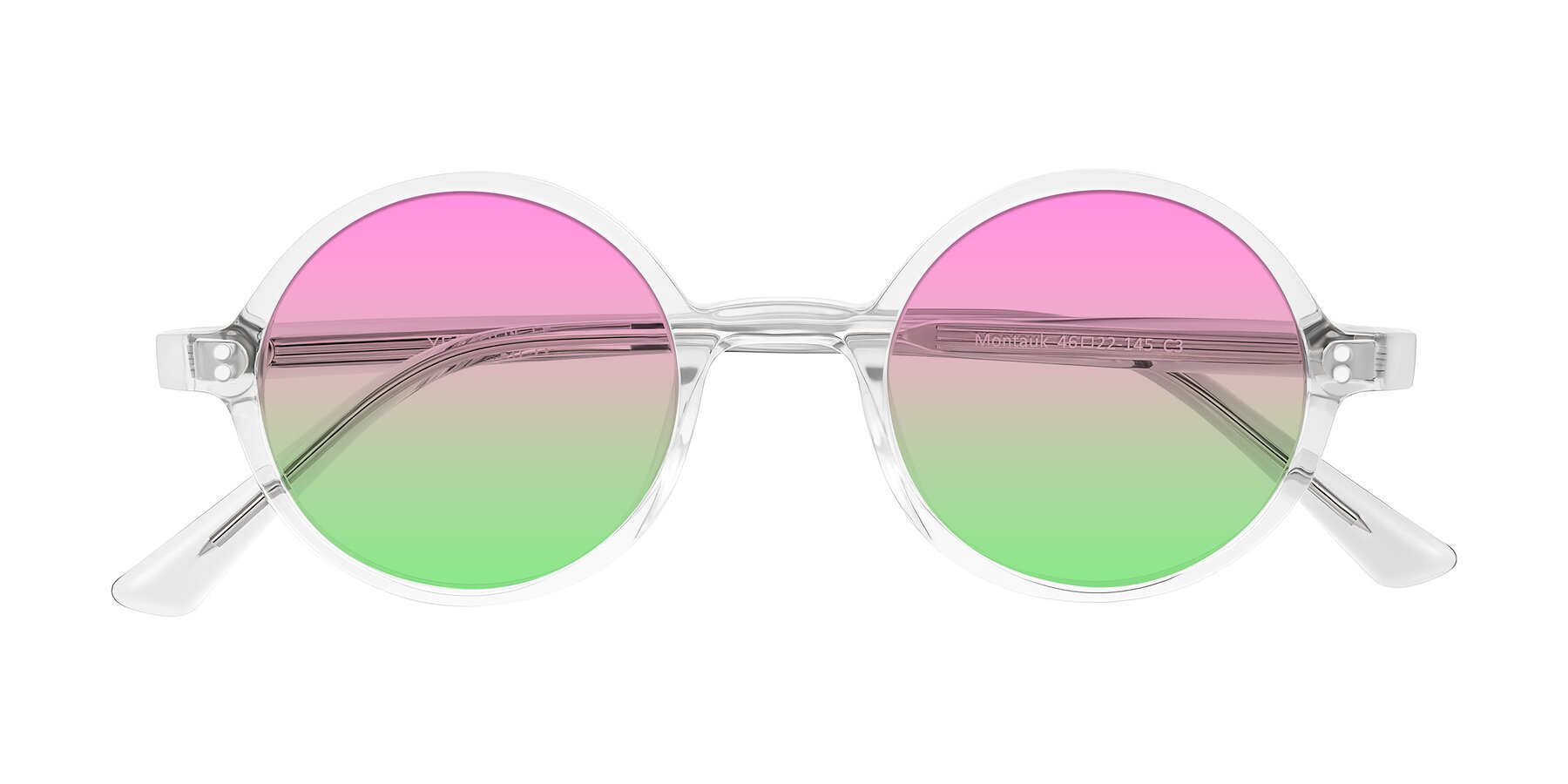 Folded Front of Montauk in Clear with Pink / Green Gradient Lenses