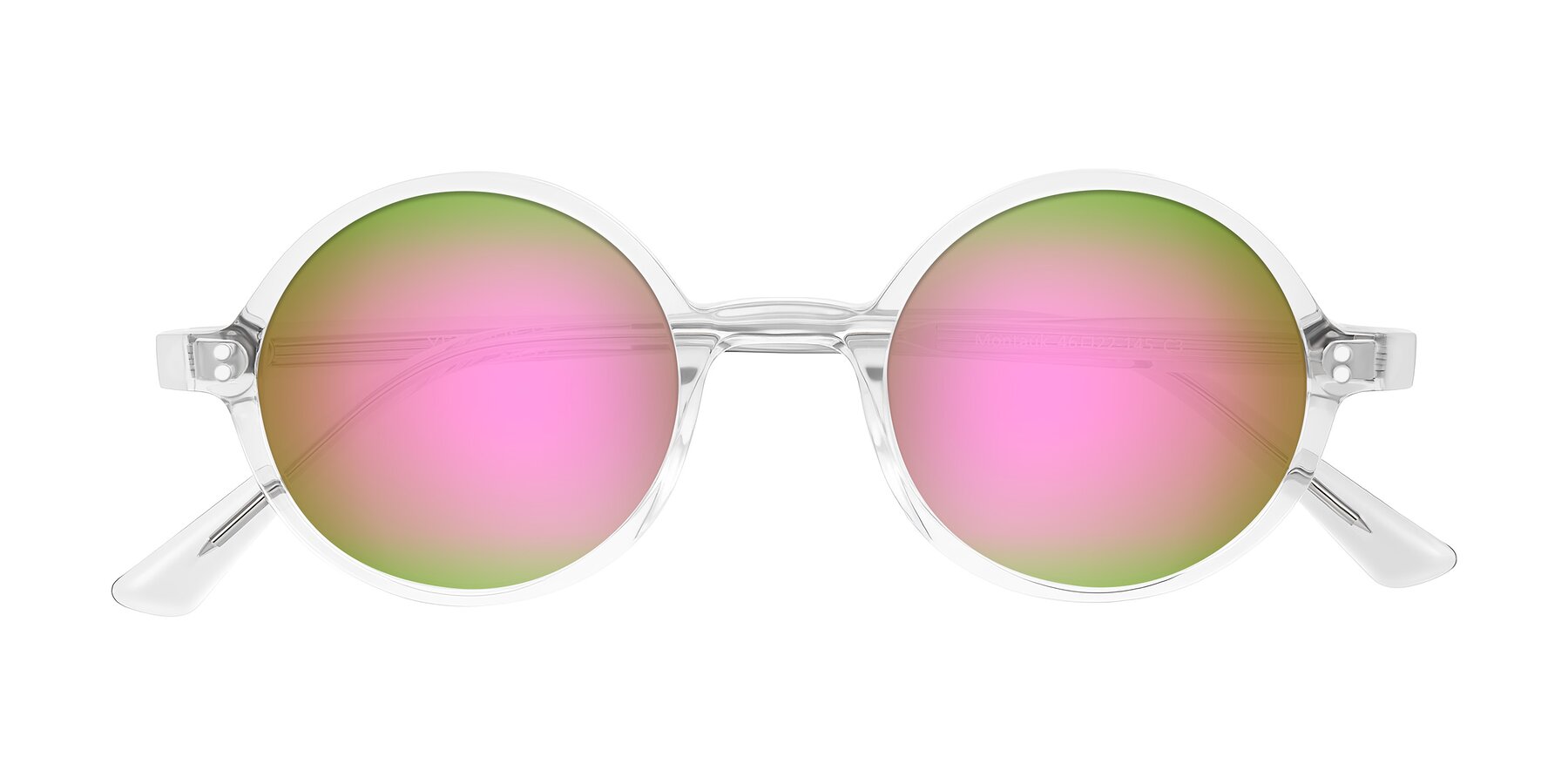 Folded Front of Montauk in Clear with Pink Mirrored Lenses