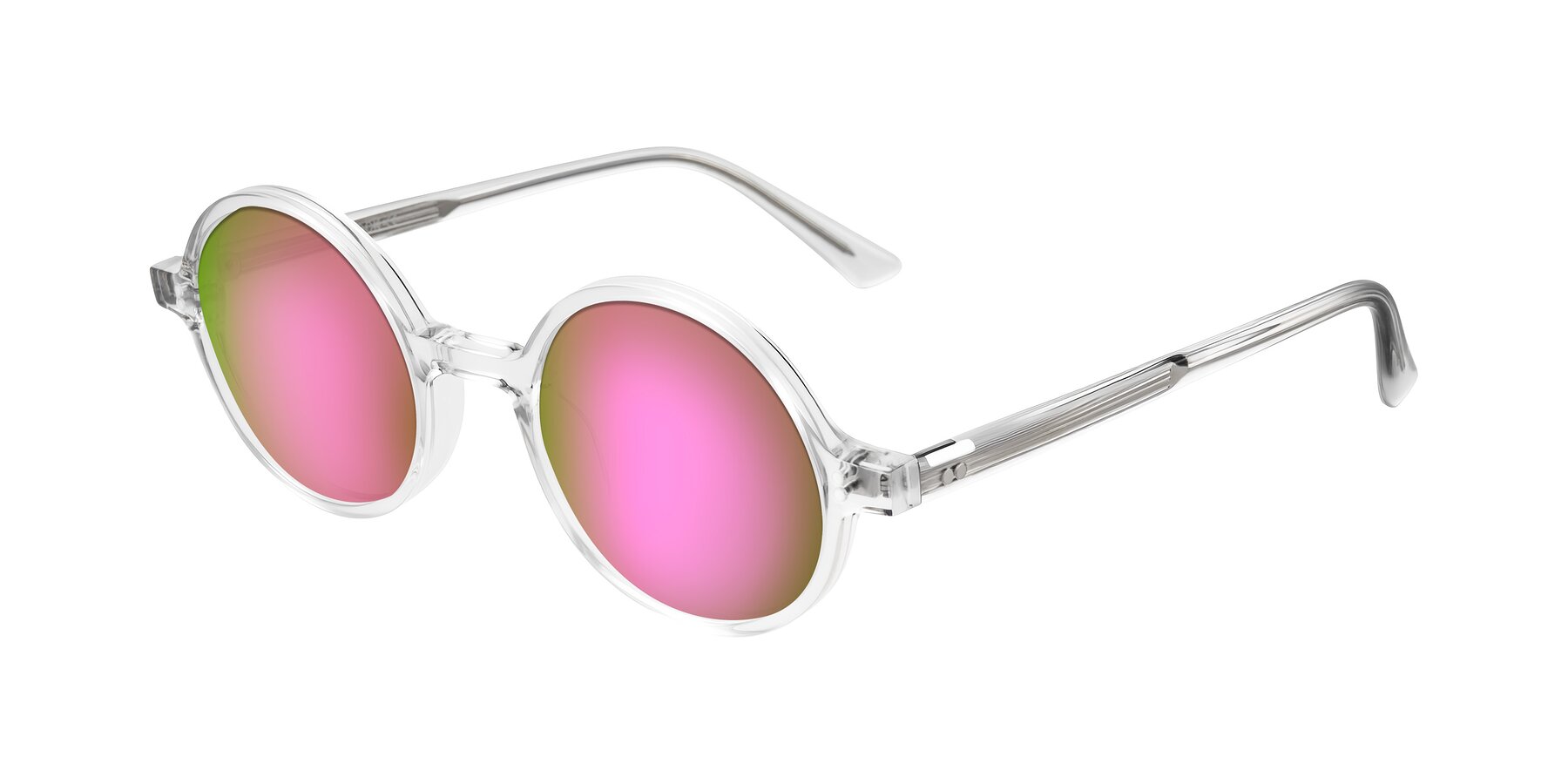 Angle of Montauk in Clear with Pink Mirrored Lenses