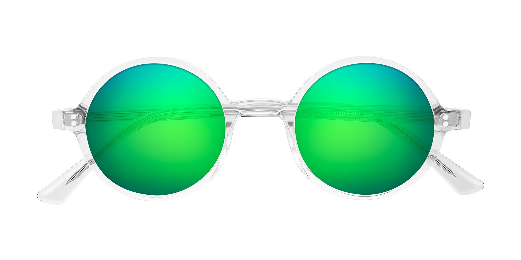 Folded Front of Montauk in Clear with Green Mirrored Lenses