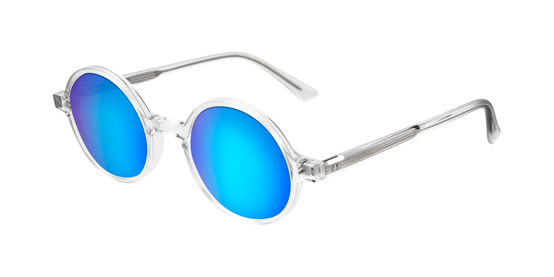 Angle of Montauk in Clear with Blue Mirrored Lenses