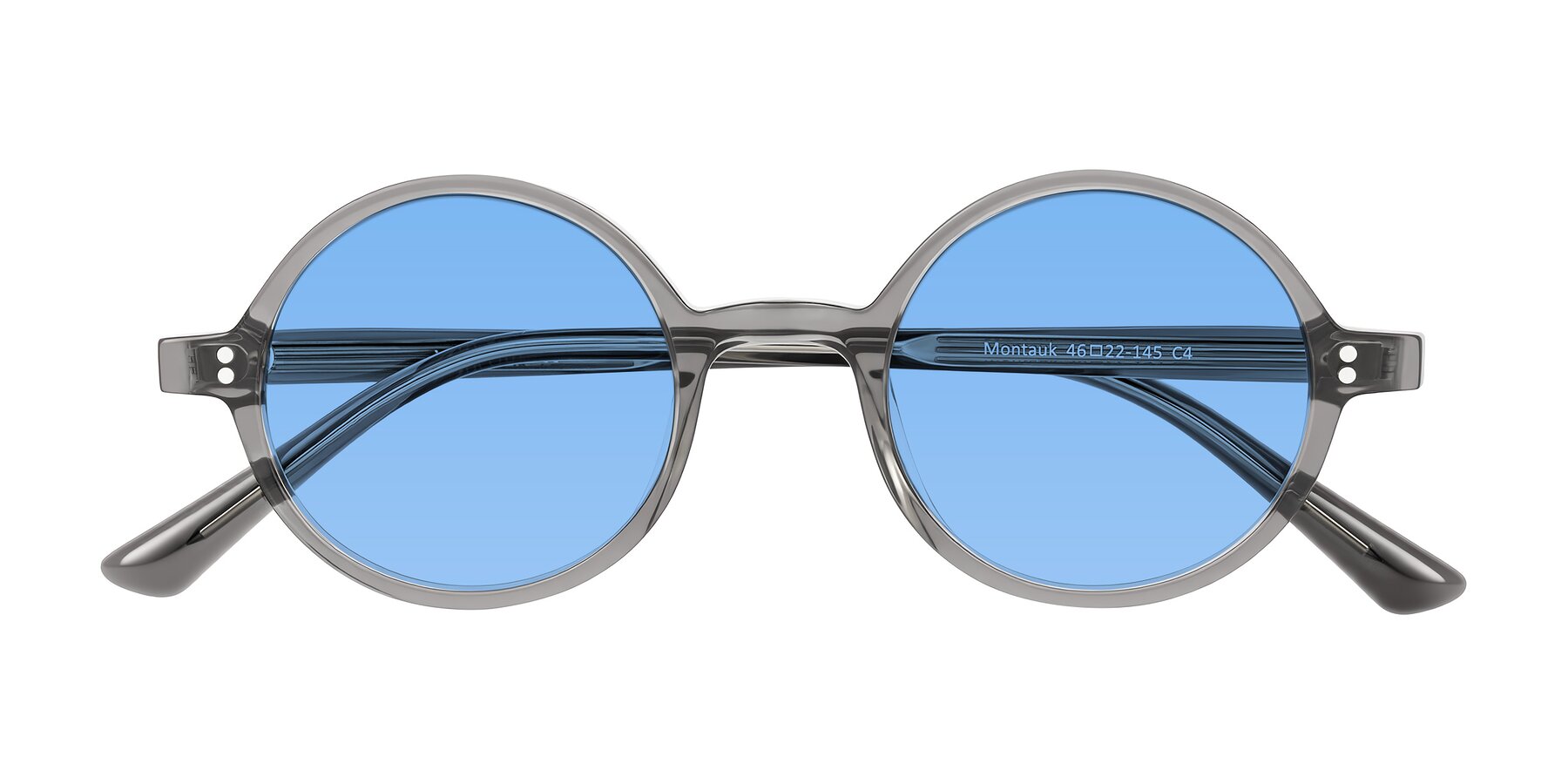 Folded Front of Montauk in Gray with Medium Blue Tinted Lenses