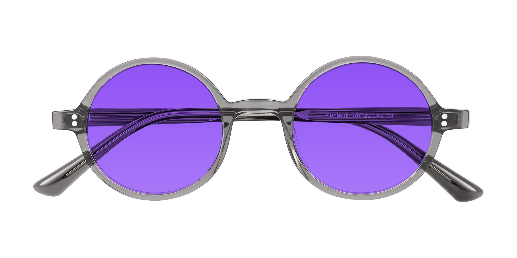 Folded Front of Montauk in Gray with Purple Tinted Lenses
