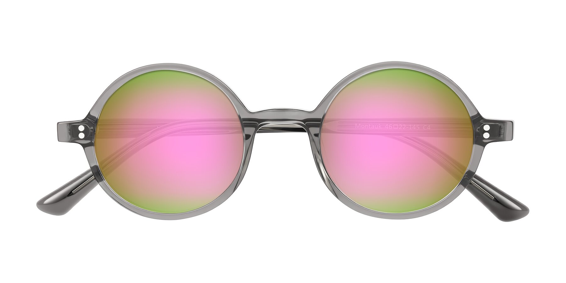 Folded Front of Montauk in Gray with Pink Mirrored Lenses