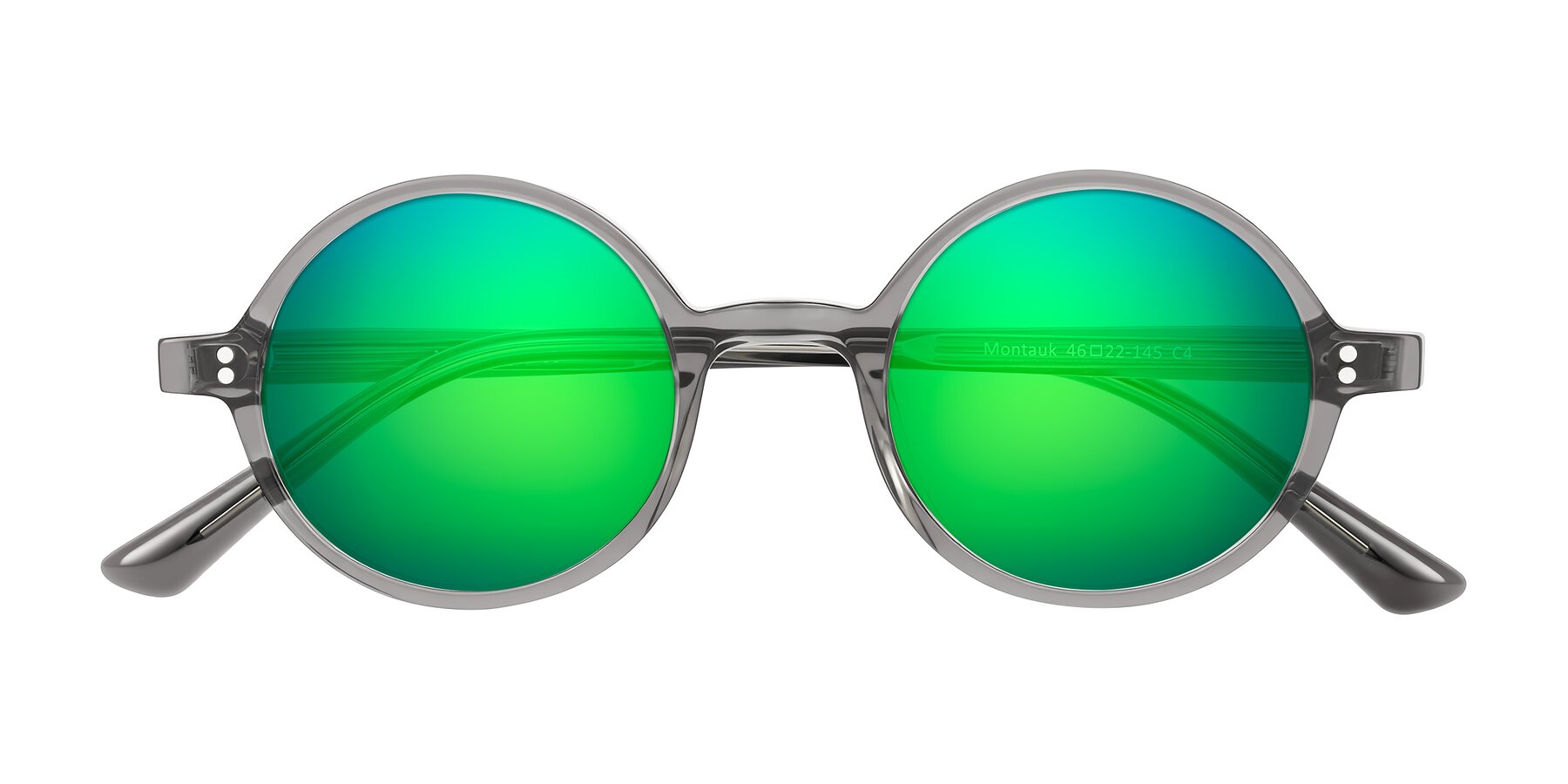 Folded Front of Montauk in Gray with Green Mirrored Lenses