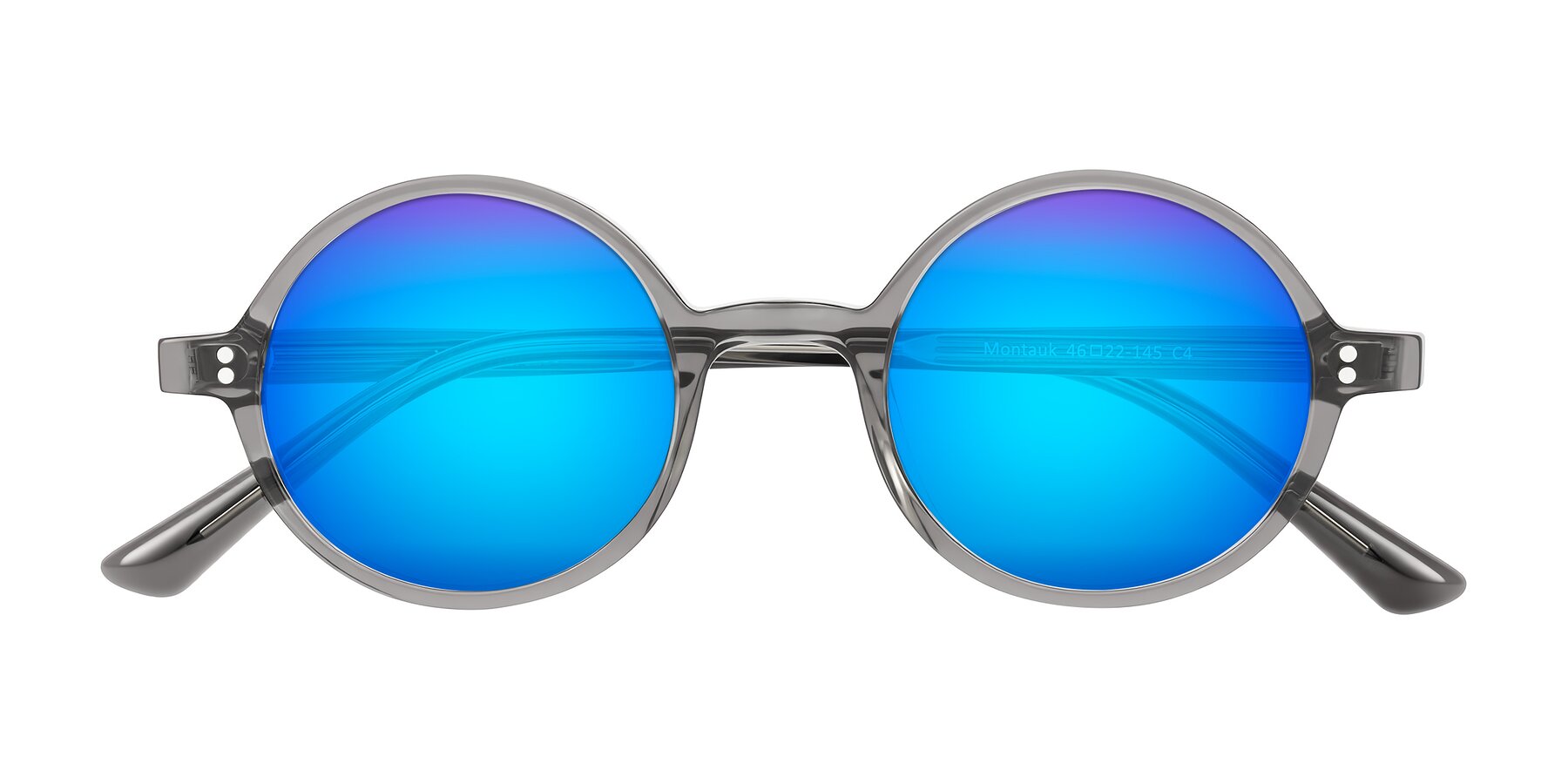 Folded Front of Montauk in Gray with Blue Mirrored Lenses