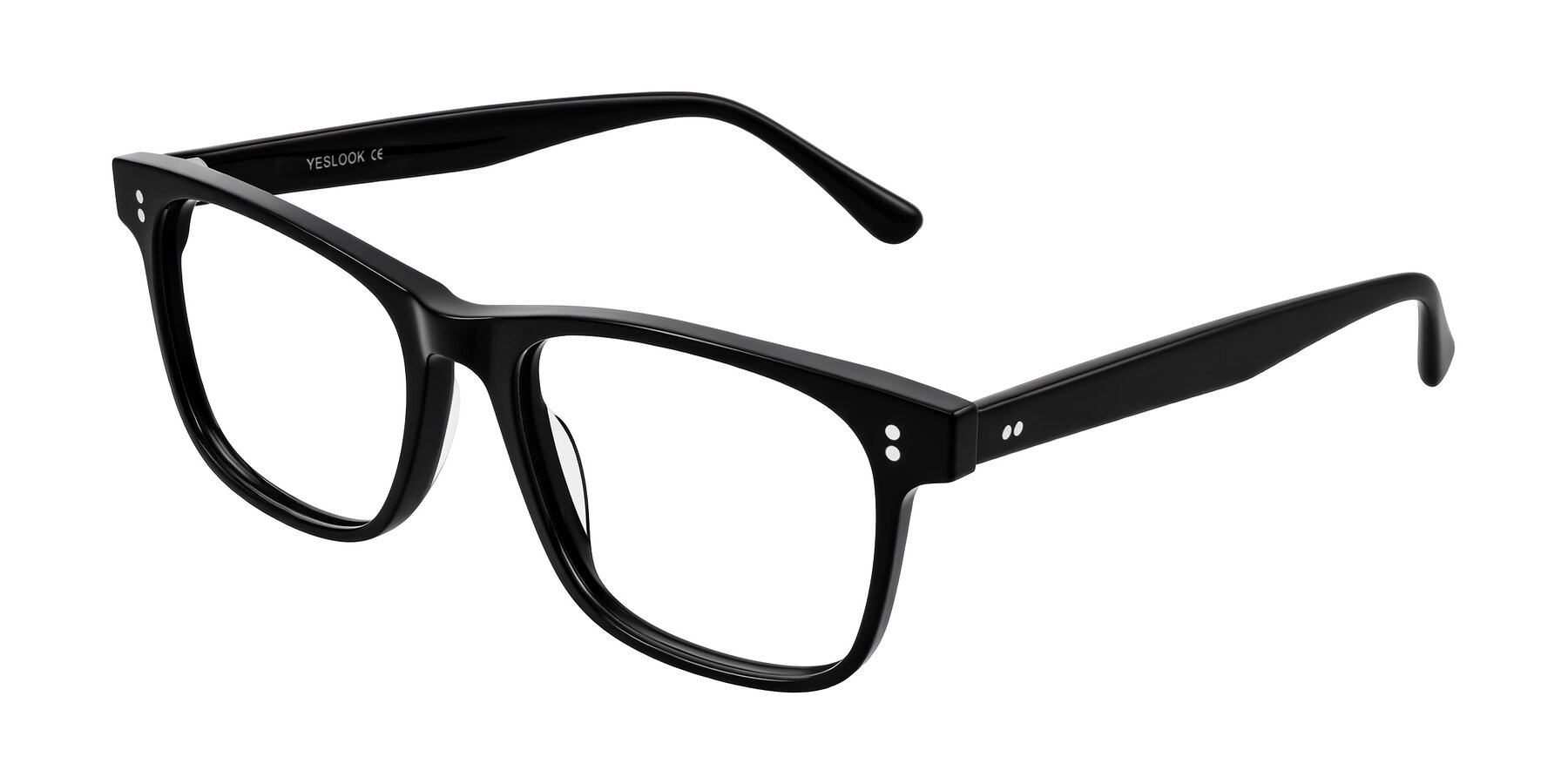 Angle of Rhanna in Black with Clear Eyeglass Lenses