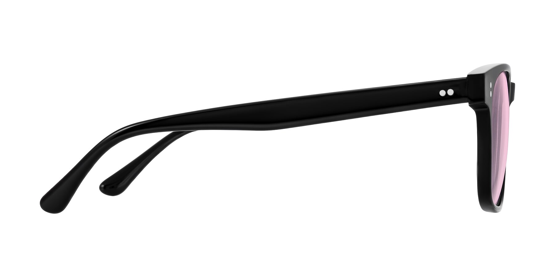Side of Rhanna in Black with Light Pink Tinted Lenses