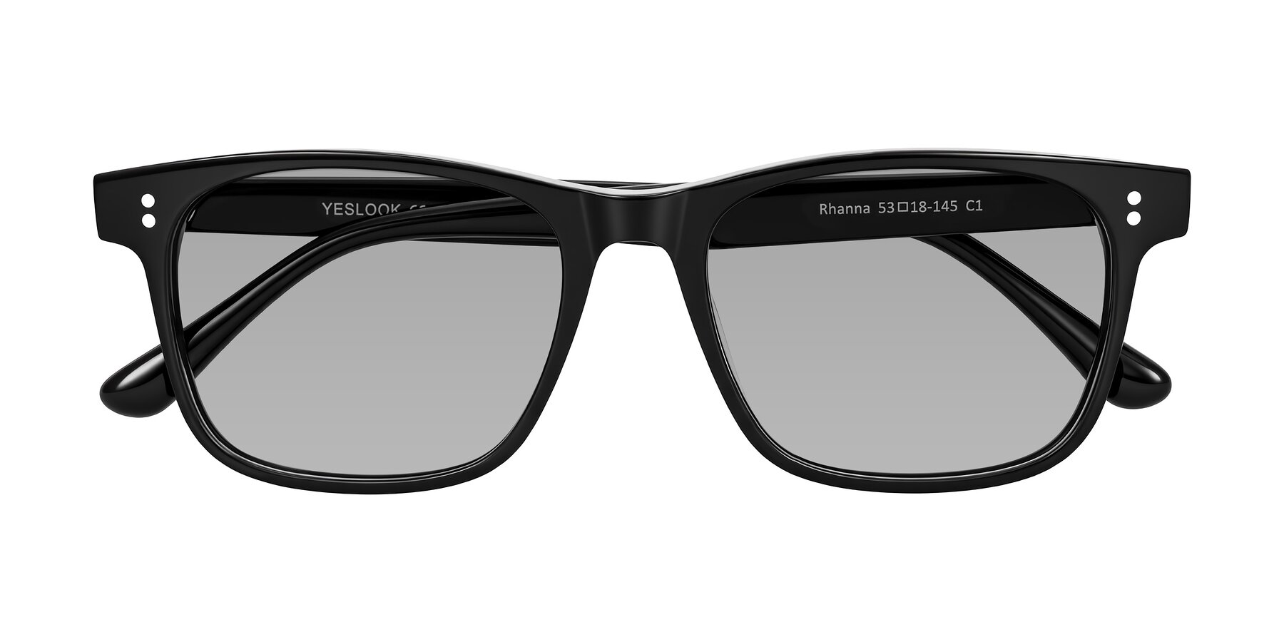 Folded Front of Rhanna in Black with Light Gray Tinted Lenses