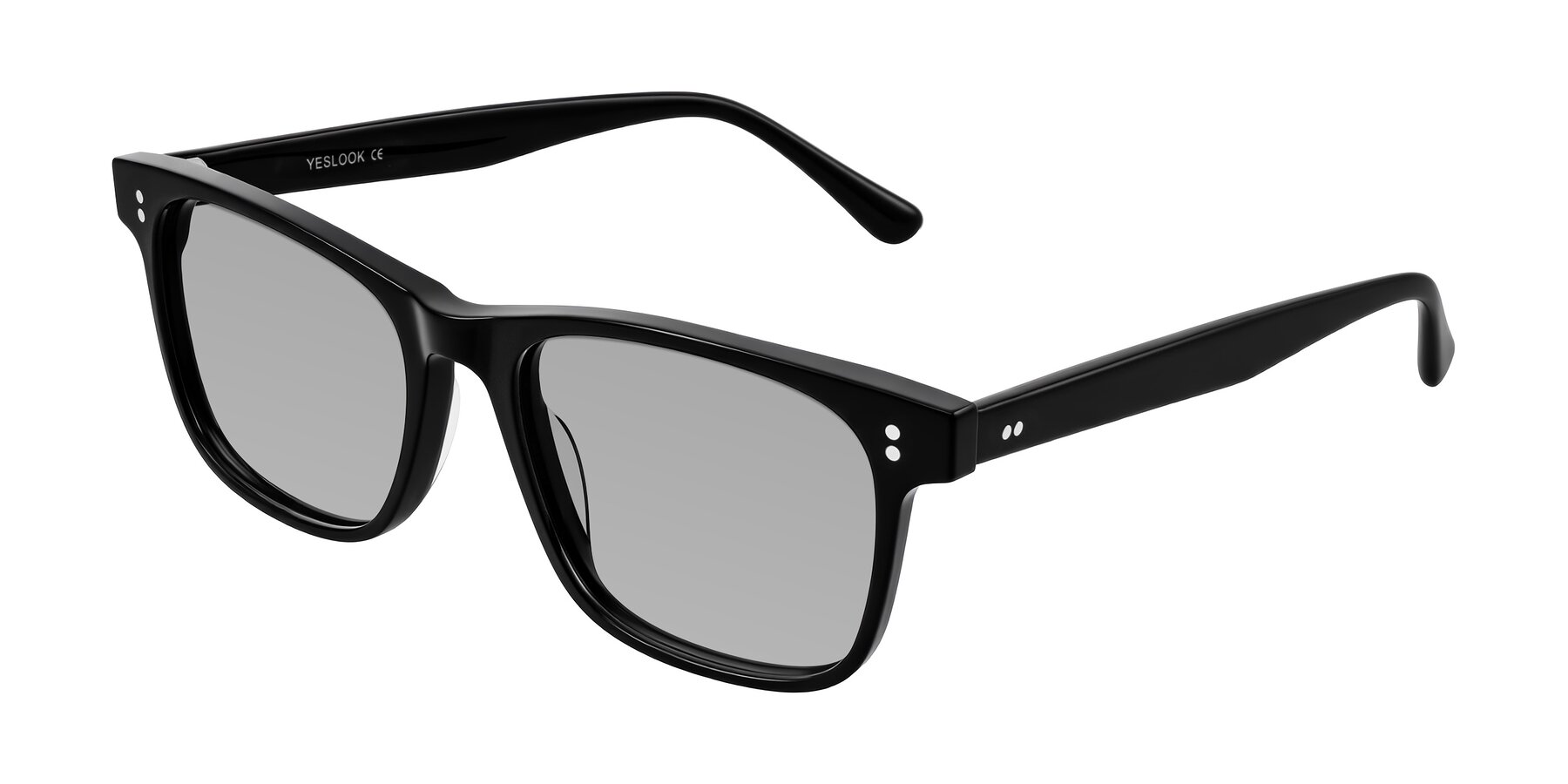 Angle of Rhanna in Black with Light Gray Tinted Lenses