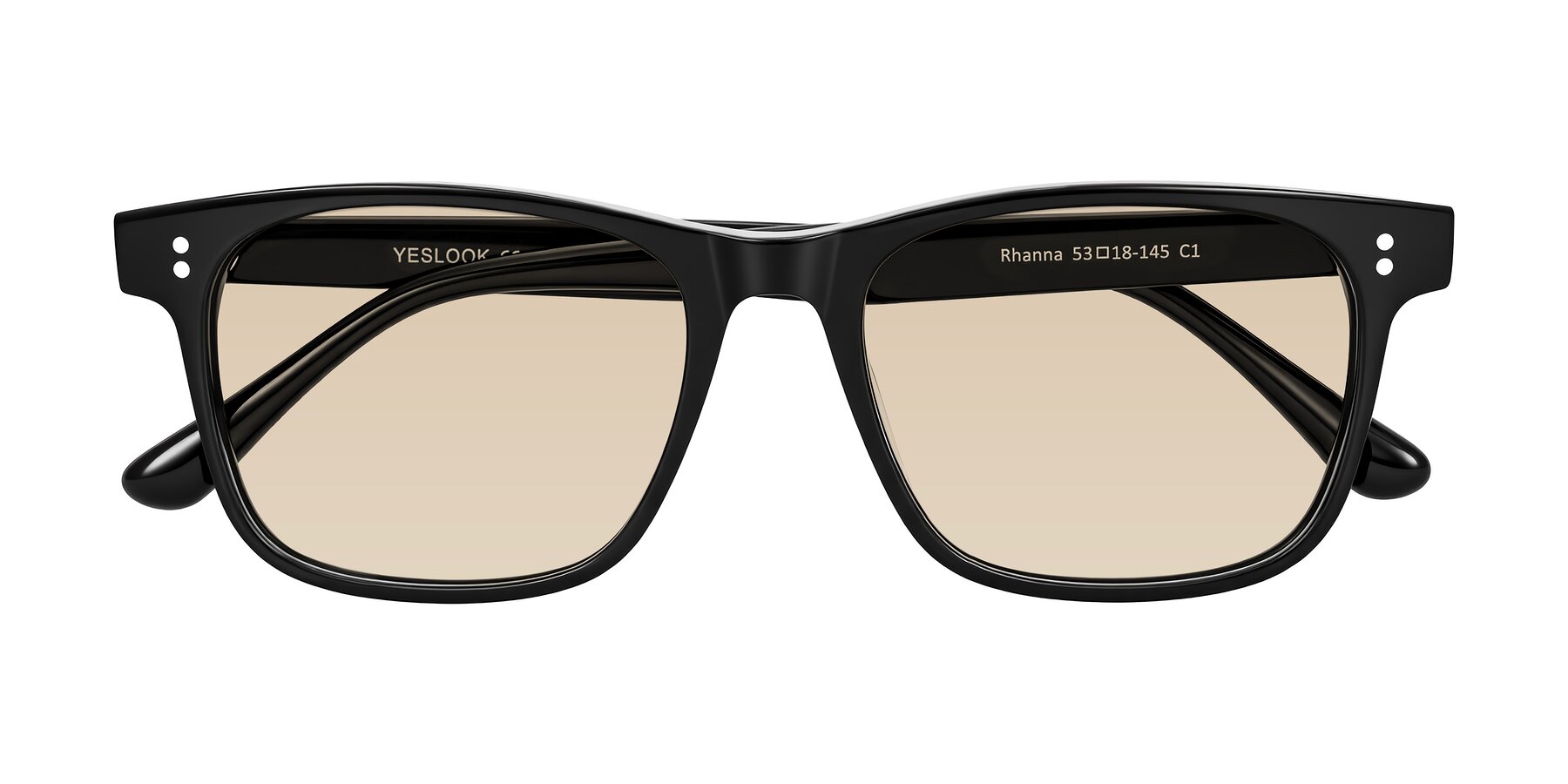 Folded Front of Rhanna in Black with Light Brown Tinted Lenses