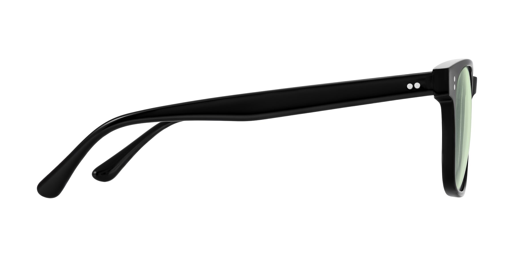 Side of Rhanna in Black with Light Green Tinted Lenses