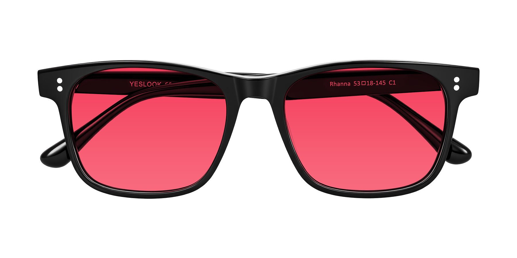 Folded Front of Rhanna in Black with Red Tinted Lenses