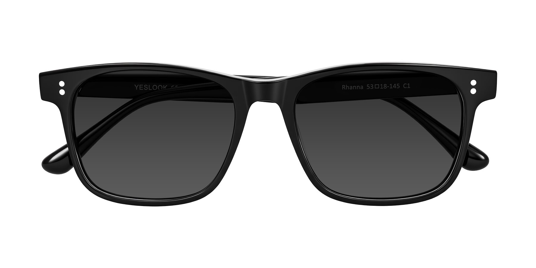 Folded Front of Rhanna in Black with Gray Tinted Lenses