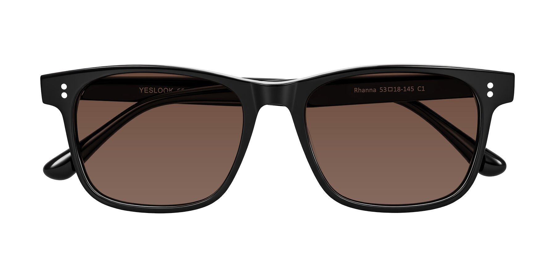 Folded Front of Rhanna in Black with Brown Tinted Lenses