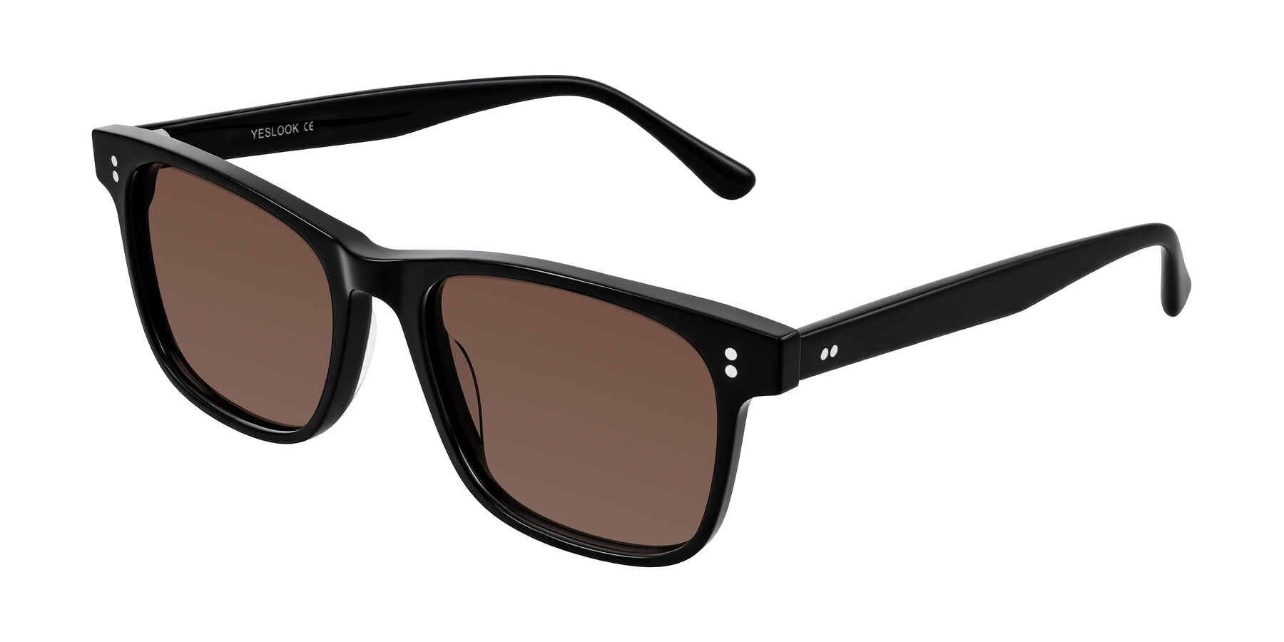 Angle of Rhanna in Black with Brown Tinted Lenses