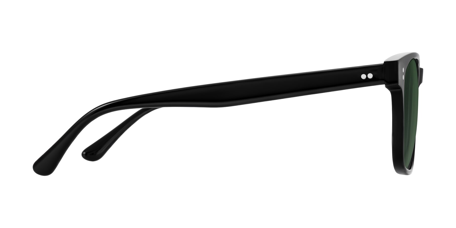 Side of Rhanna in Black with Green Tinted Lenses