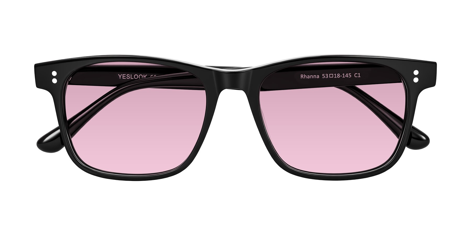 Folded Front of Rhanna in Black with Light Wine Tinted Lenses