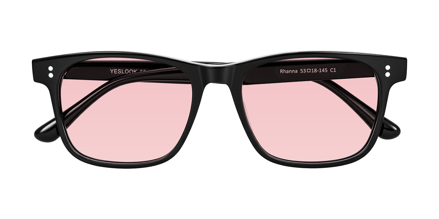 Folded Front of Rhanna in Black with Light Garnet Tinted Lenses