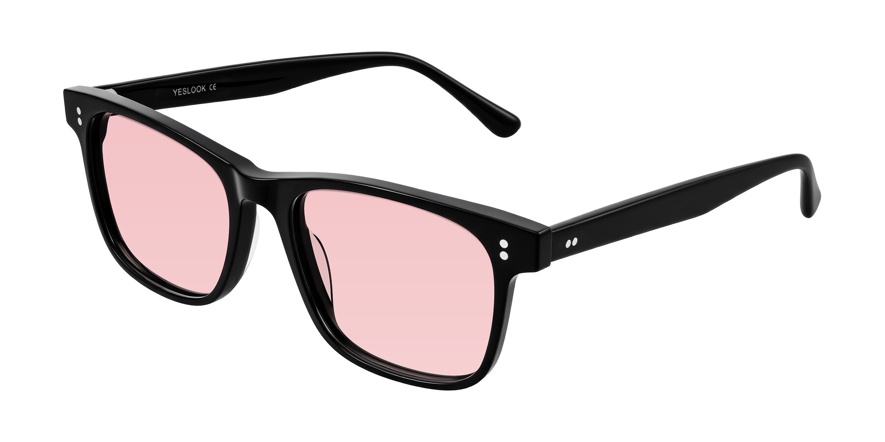Angle of Rhanna in Black with Light Garnet Tinted Lenses