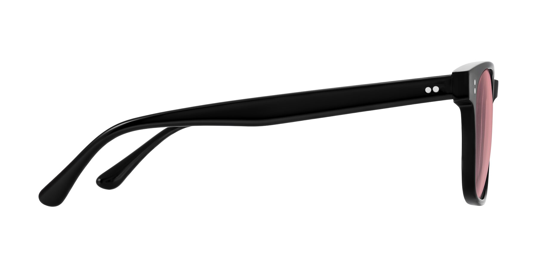 Side of Rhanna in Black with Medium Garnet Tinted Lenses