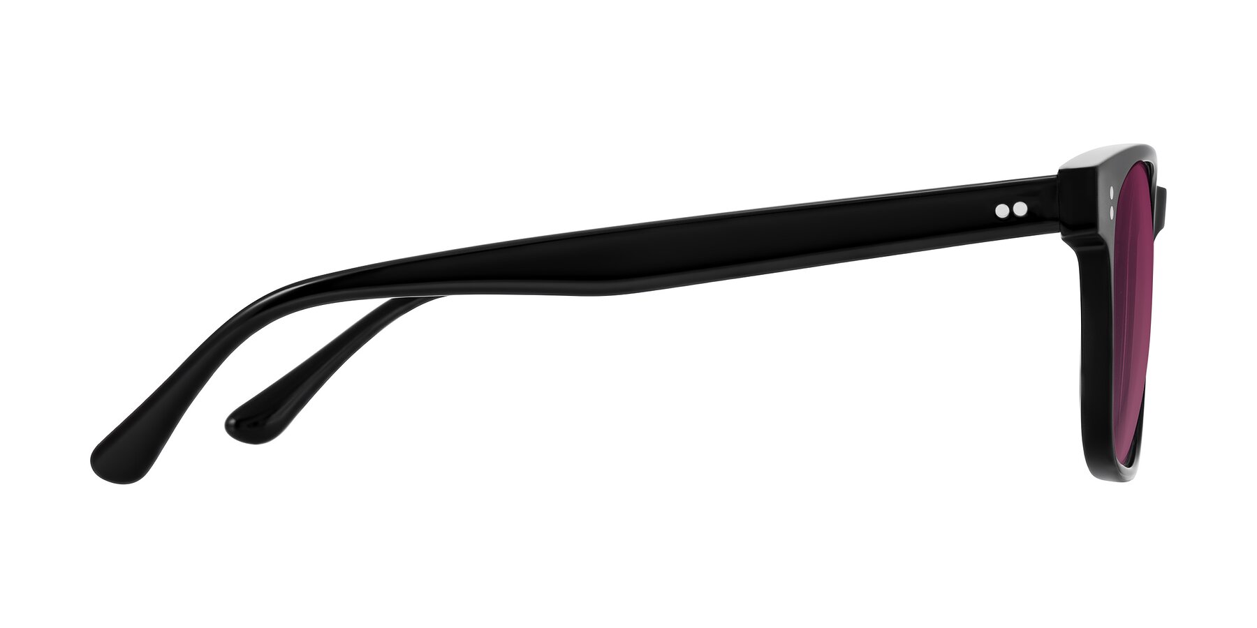 Side of Rhanna in Black with Wine Tinted Lenses