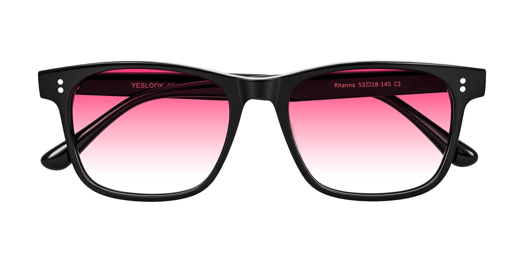 Folded Front of Rhanna in Black with Pink Gradient Lenses